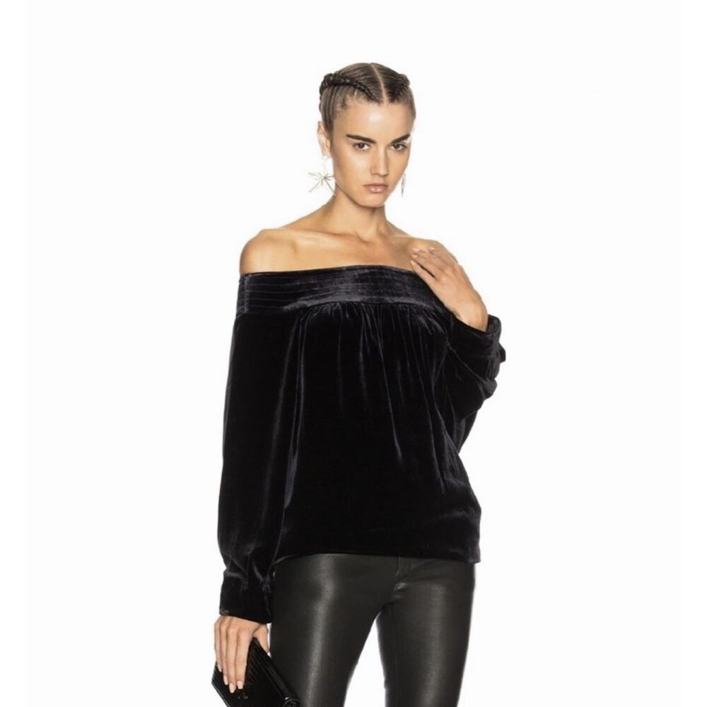 MARISSA WEBB REVOLVE BLACK VELVET OFF-THE-SHOULDER Top XS Flowy Romantic Party‎